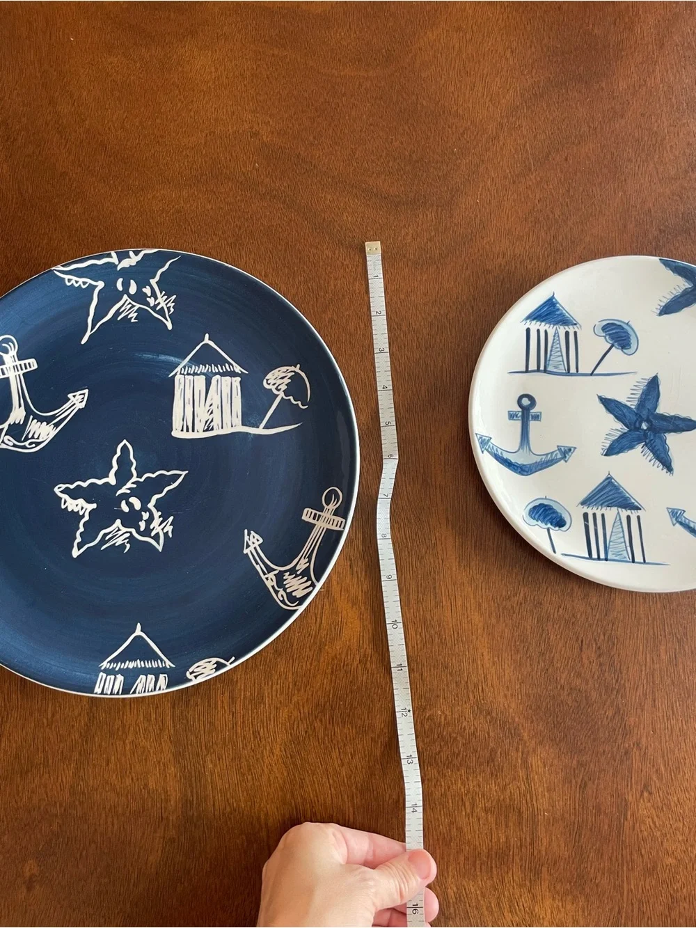 STARBUCKS HANDPAINTED NAUTICAL THEME Plates Set Beach Boat Ocean